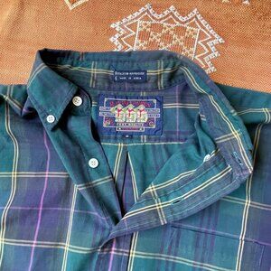 Vintage Ralph Lauren Chaps Plaid Button-Down Shirt – Size XL | Forest Green & Pu